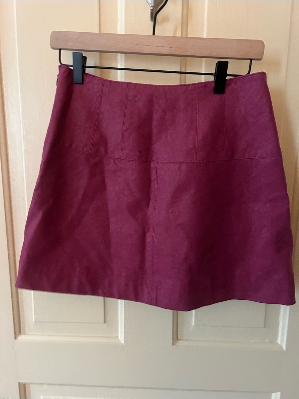 Free people Faux Leather A-Line mini Skirt in Deep Berry 6